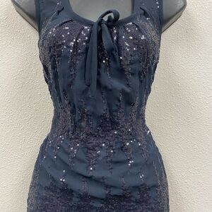Elegant Navy Sequin top